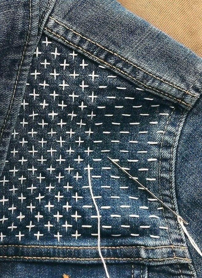 Synlig lagning med sashiko – steg för steg
