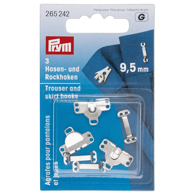Pants & skirt hooks 9.5 mm Silver 3-pack Prym