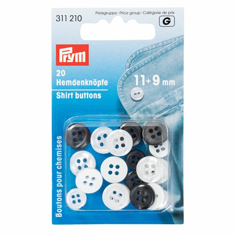 Shirt buttons 9-11 mm 20-pack Prym
