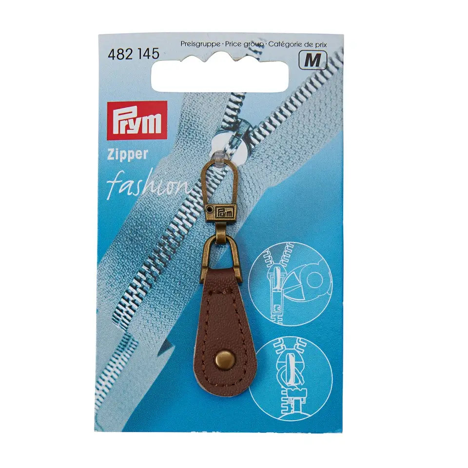Zipper pendant brown leather Prym