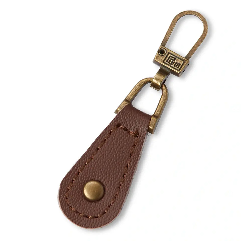 Zipper pendant brown leather Prym