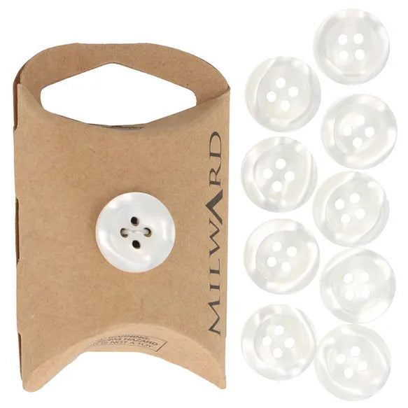 Milward Buttons Shiny White 15mm