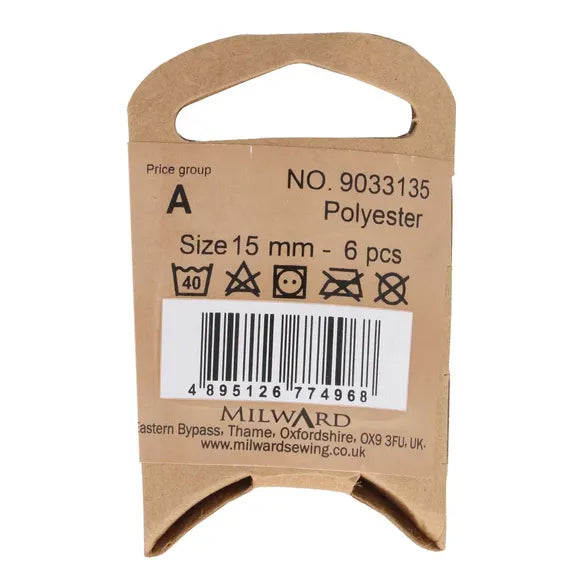 Milward Buttons Shiny Grey 15mm