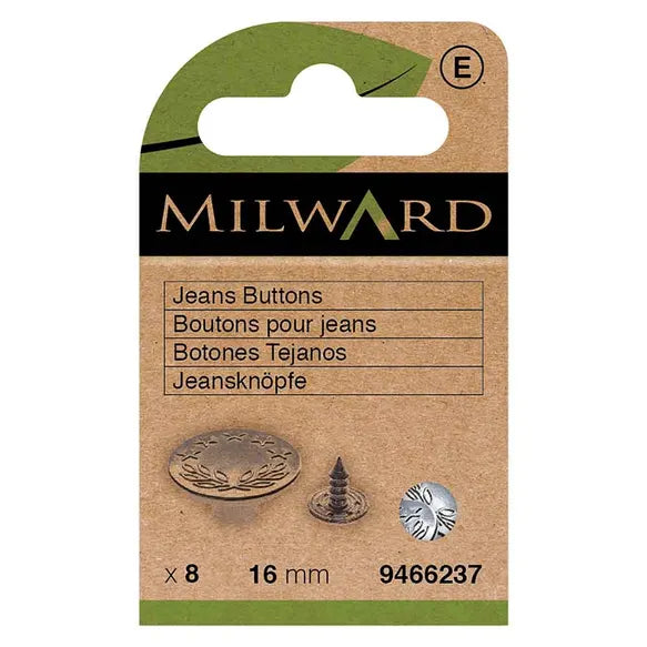 Milward Jeans Buttons 16mm Nickel