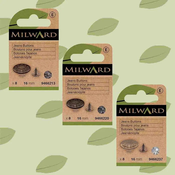 Milward Jeans Buttons 16mm Nickel