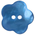 Flower-shaped mother-of-pearl button 22.5mm - Blue