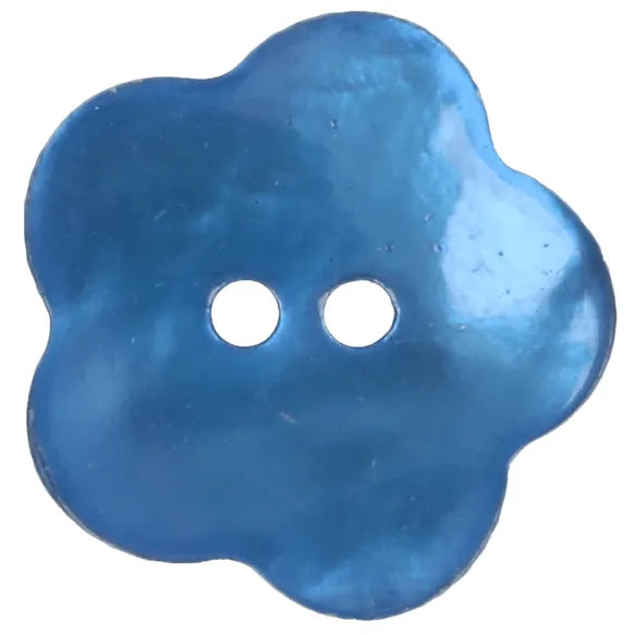Flower-shaped mother-of-pearl button 22.5mm - Blue