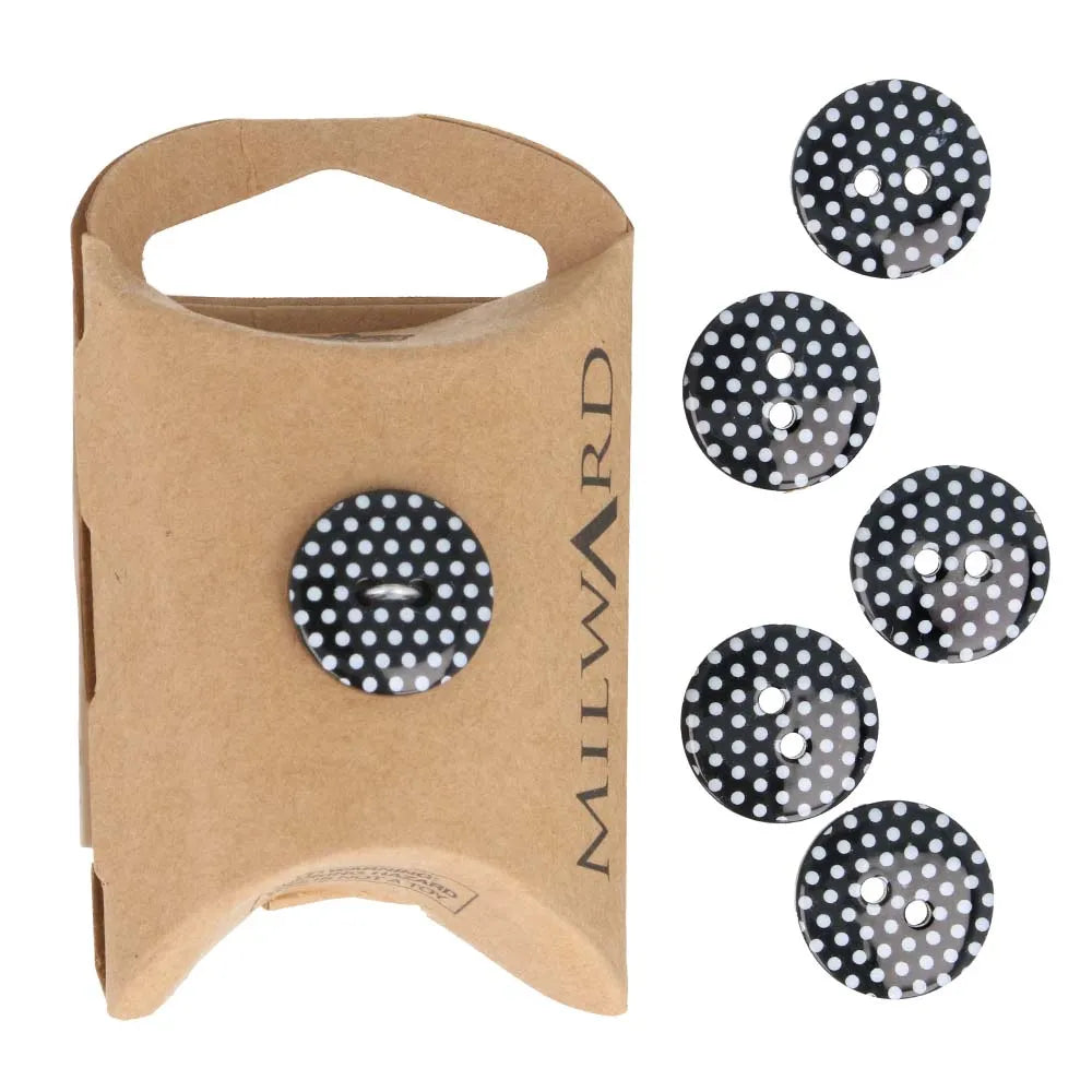 Milward Buttons Dots Black 15mm