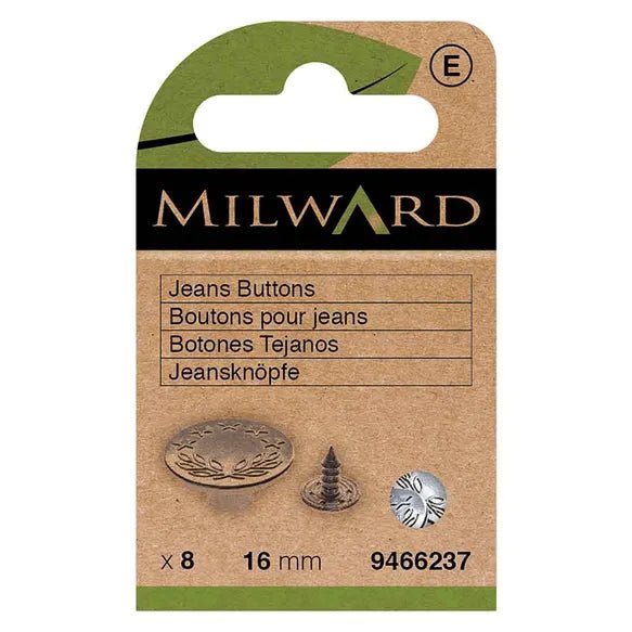 Milward Jeansknappar 16mm Nickel - Knappnålen
