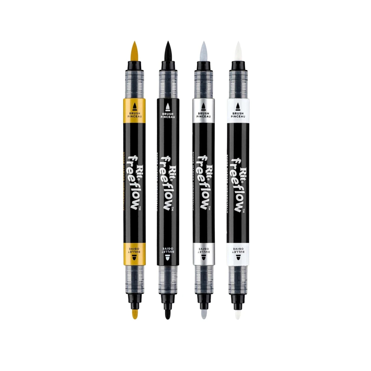 Rit FreeFlow Dual-Tip Markers Monochrome 4-pack - Knappnålen