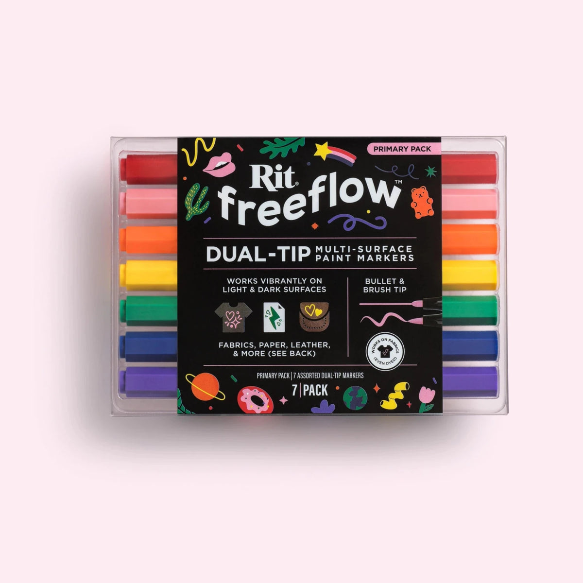 Rit FreeFlow Dual-Tip Markers Primary 7-pack - Knappnålen