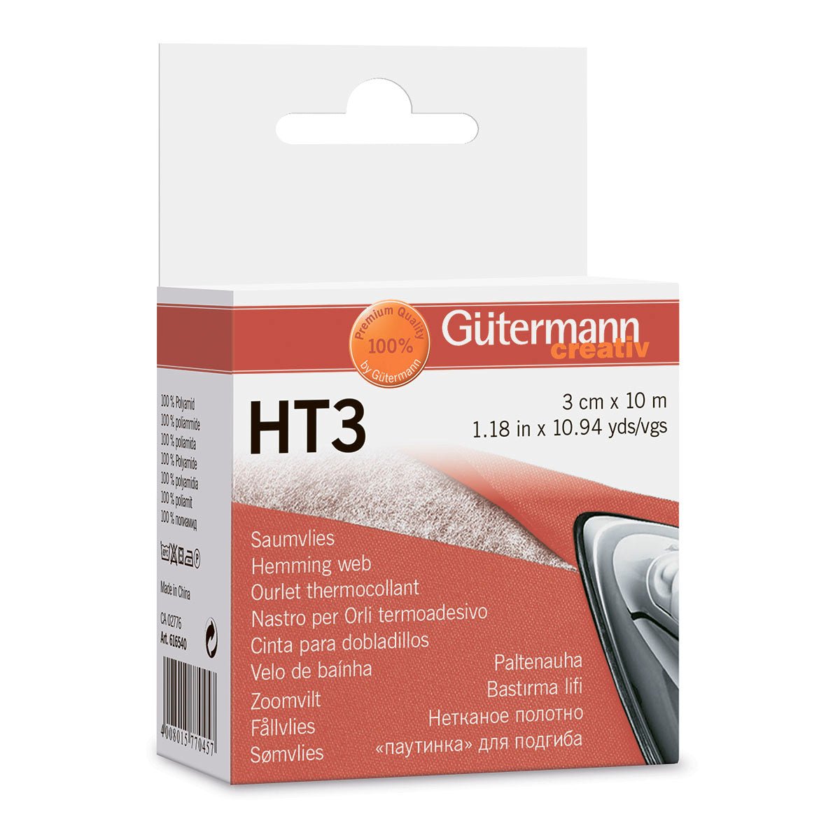 Strykbart Fållband Gütermann 10 meter x 30 mm - Knappnålen