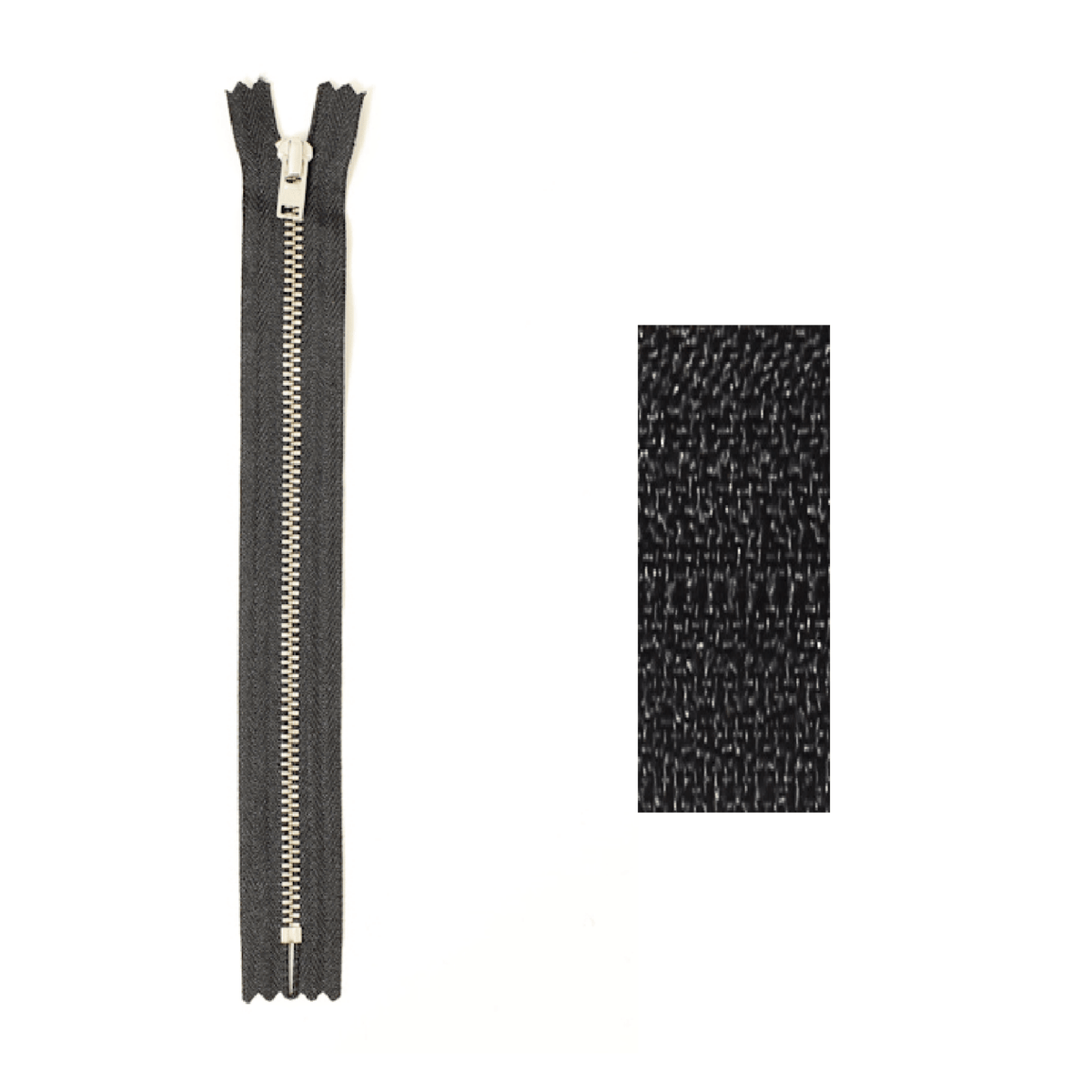 YKK Blixtlås 4mm Silver Ej delbart - 20cm - Knappnålen